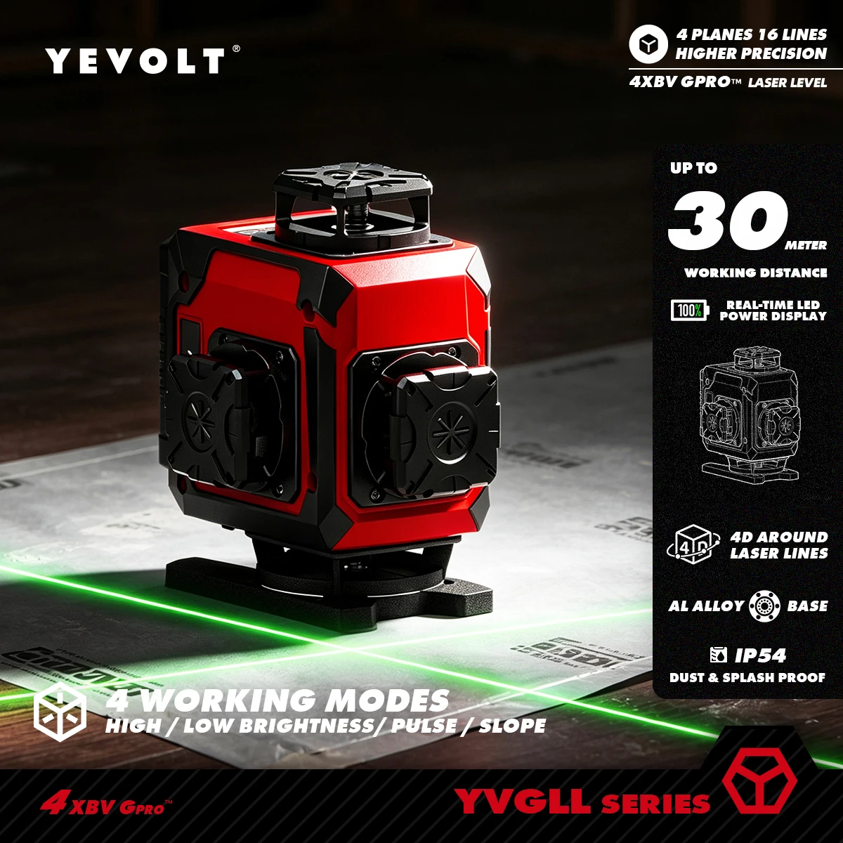 Laser Level 16 Lines 4D Green - 4x360 ° 16ライン4Dグリーンセルフレベリングクロスレーザーレベル、DIYホームの羽目板装飾、アクセントウォールタイルの位置合わせ作業用
