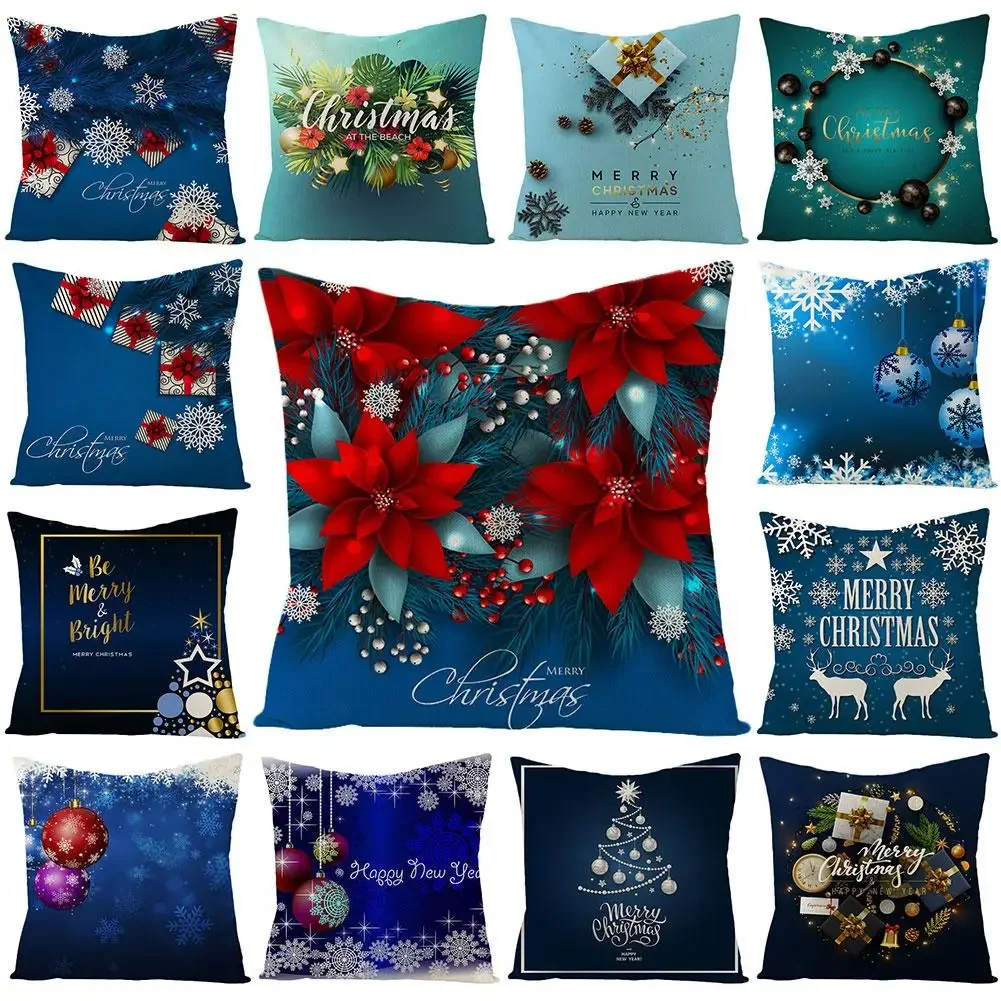 45x45cm Merry Christmas Pillow Case Tree/Deer/Snowflake/Bell/Star Decorative Pillowcase Pillow Cover Christmas Pillow Cases   ..