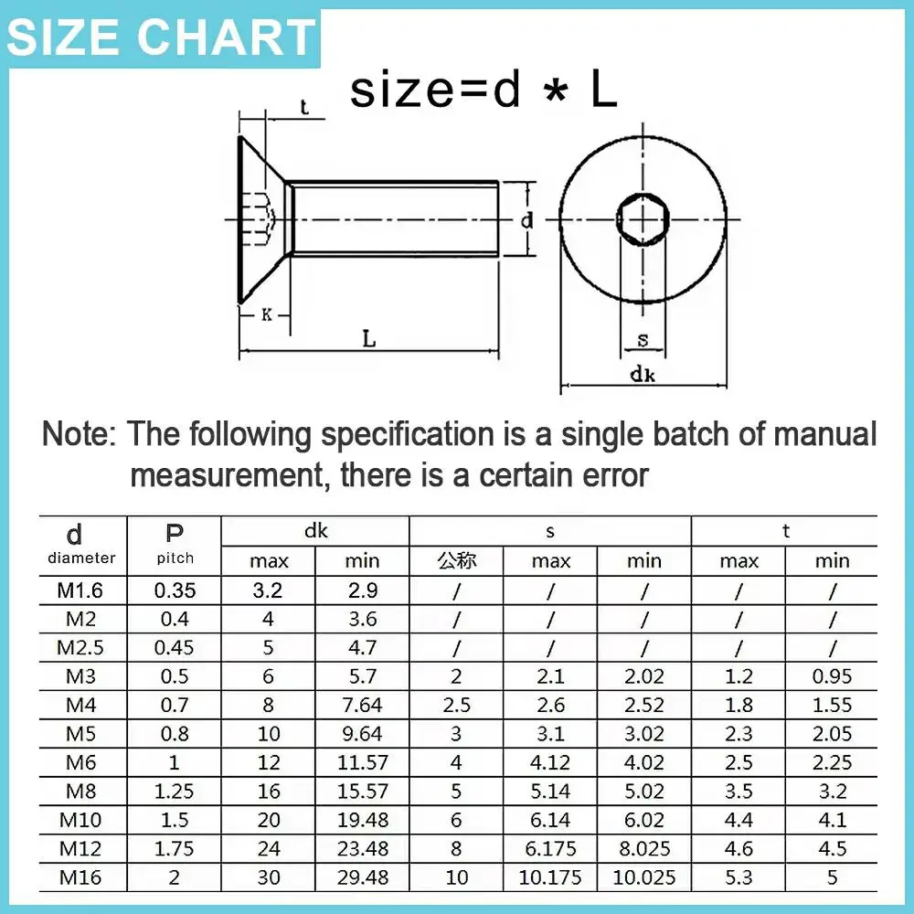 12.9 Carbon Steel Flat Head Allen Screw M1.6 M2 M2.5 M3 M4 M5 M6 M8 M10 M12 Hex Socket Flat Head Screw Bolt for Furniture