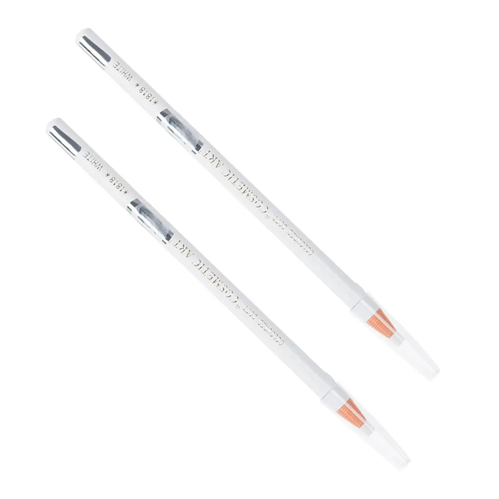 2 Matite Eyeliner Bianche Impermeabili per Sopracciglia e Occhi, Lunga Durata, con Evidenziatore, in Confezione di Legno
