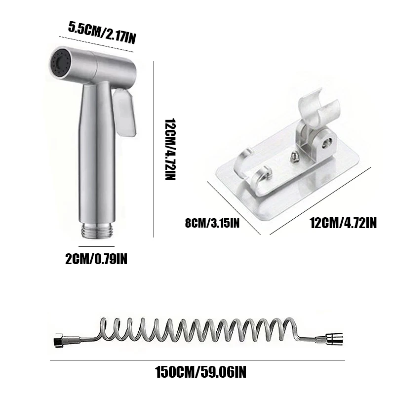 

Toilet Bidet Faucet Sprayer Shower Nozzle Self Cleaning 304 Stainless Steel Spray Gun Shower Handheld Bidet Sprayer Set Handheld