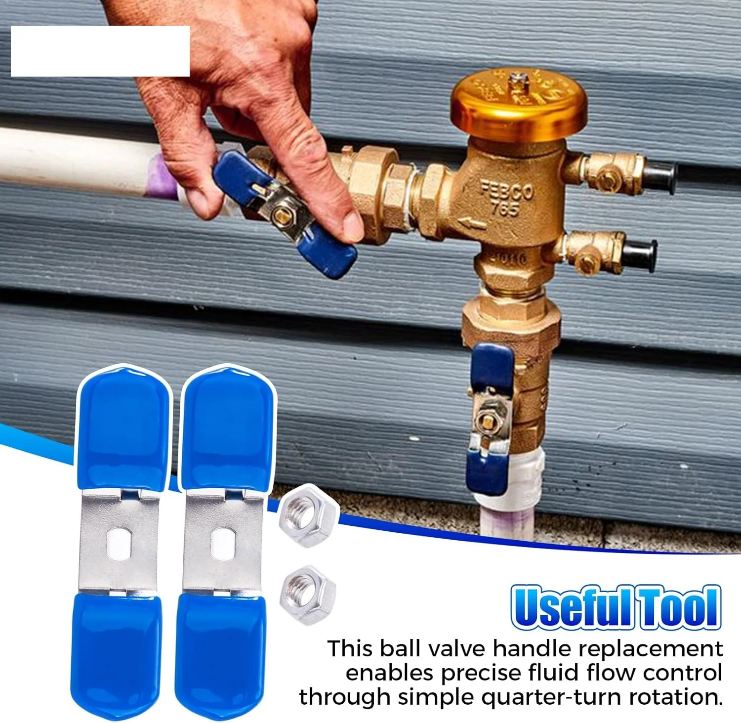 

2 комплекта ручек для ремонта шарового крана с заменой гаек для Zurn RK34-BVHD 3/4 дюйма, ручка шарового крана из нержавеющей стали, синяя