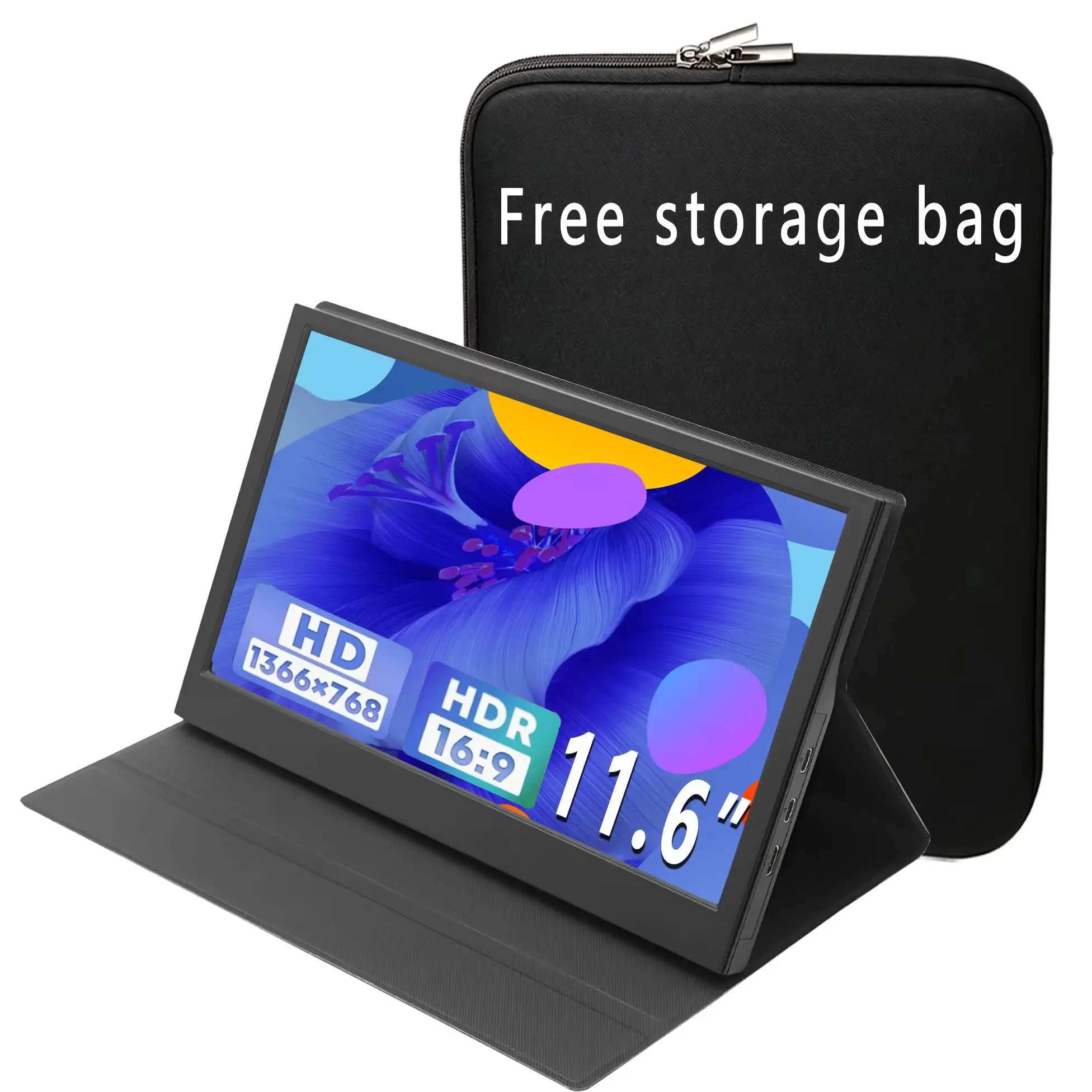 AHXJKA 11.6 Inch Portable Monitors 1366*768P HD+ IPS With Type-C Mini HDMI For Laptop Phone PS4/5 XBox Mac TV PC Switch Steam
