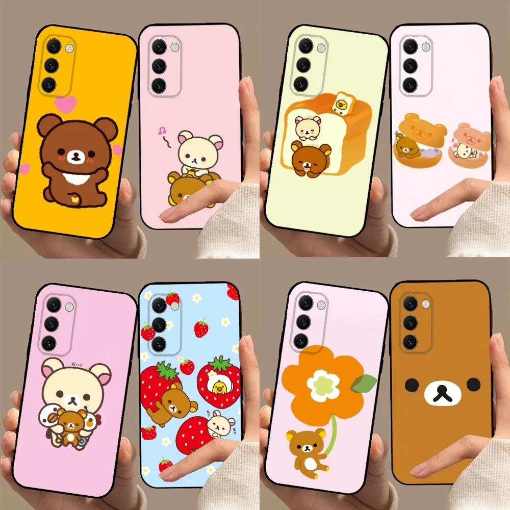 Cute R-Rilakkuma Bear Phone Case For Samsung Galaxy A20,A21s,A22,A31,A32,A52,A53,A72,73,A80,A91Soft Black Cover