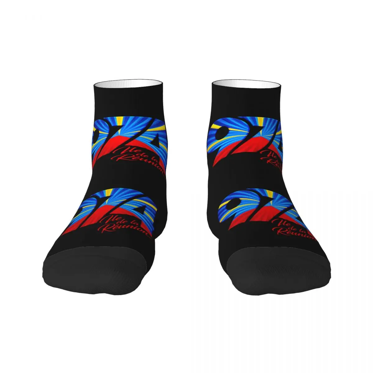 Cute Men's 974 Reunion Island Logo Dress Socks Unisex Breathbale Warm 3D Printed Reunionese Proud Crew Socks