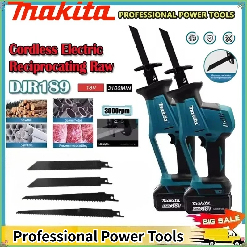 

Makita DJR189 Cordless Rechargeable Wood Metal Cutting Saw Brushless Electric Reciprocating Saw Portable Power Tools