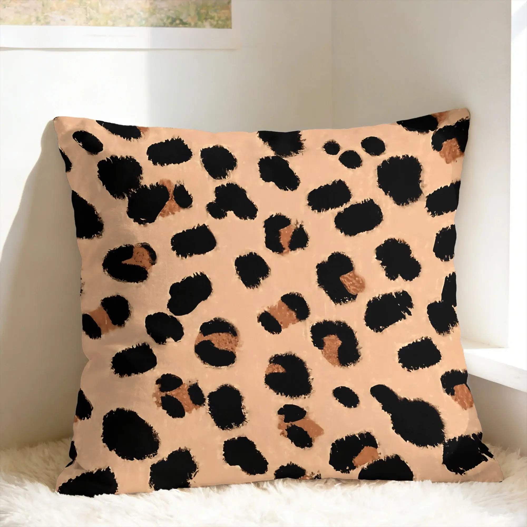 Wild Leopard Print Pillow Cover  Graphic Cushion Cover Funny Pillow Case For Sofa Bedroom Home Decor