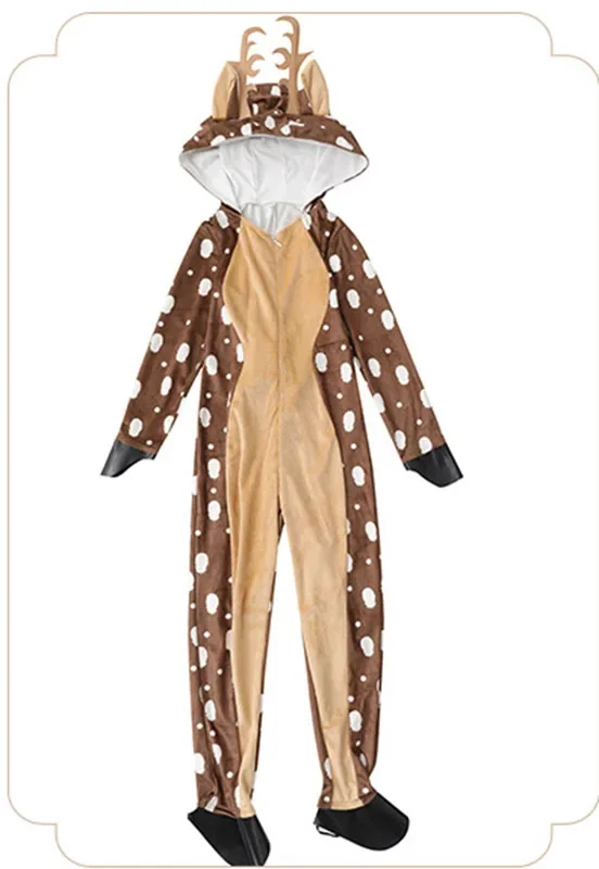 Christmas Sika Deer Cosplay Costumes  Christmas Spotted Deer Moose Onesie Kids Animal Elk Ball Party Fancy Dress