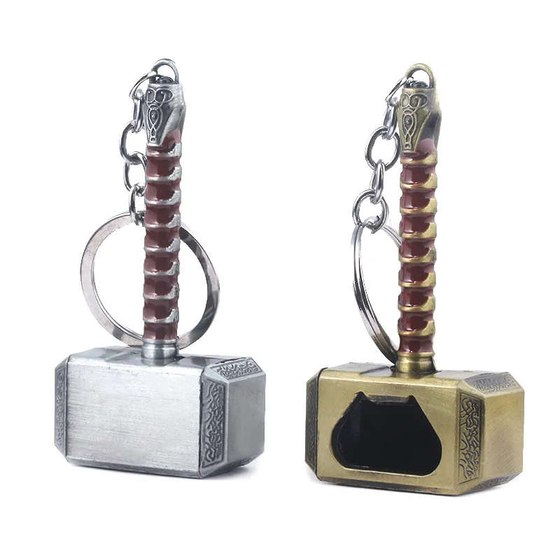 Movie Thor Hammer Keychain Mjolnir Hammer Bottle Opener Key Chain for Men Cool Car Keyring Jewelry