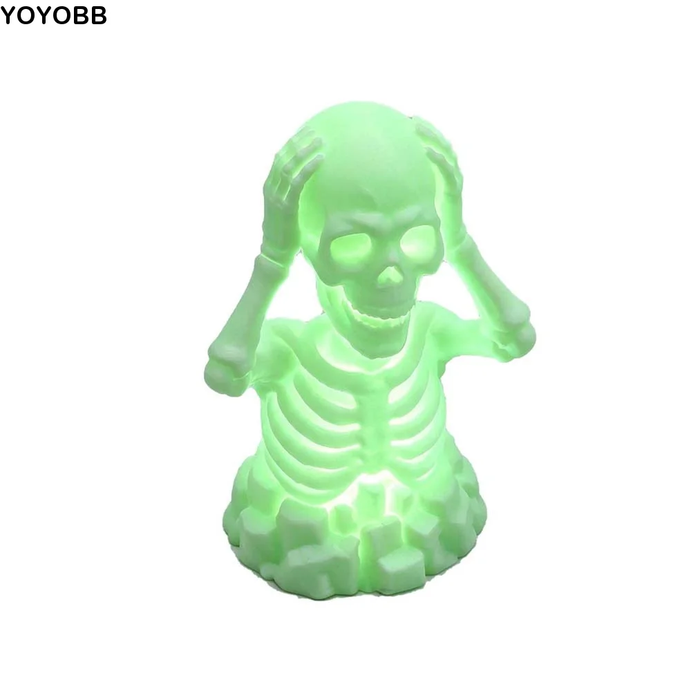 Compact Halloween Skeleton Figurine Novelty Creative Luminous Tabletop Statue Miniature Durable 3D Printed Skull Party