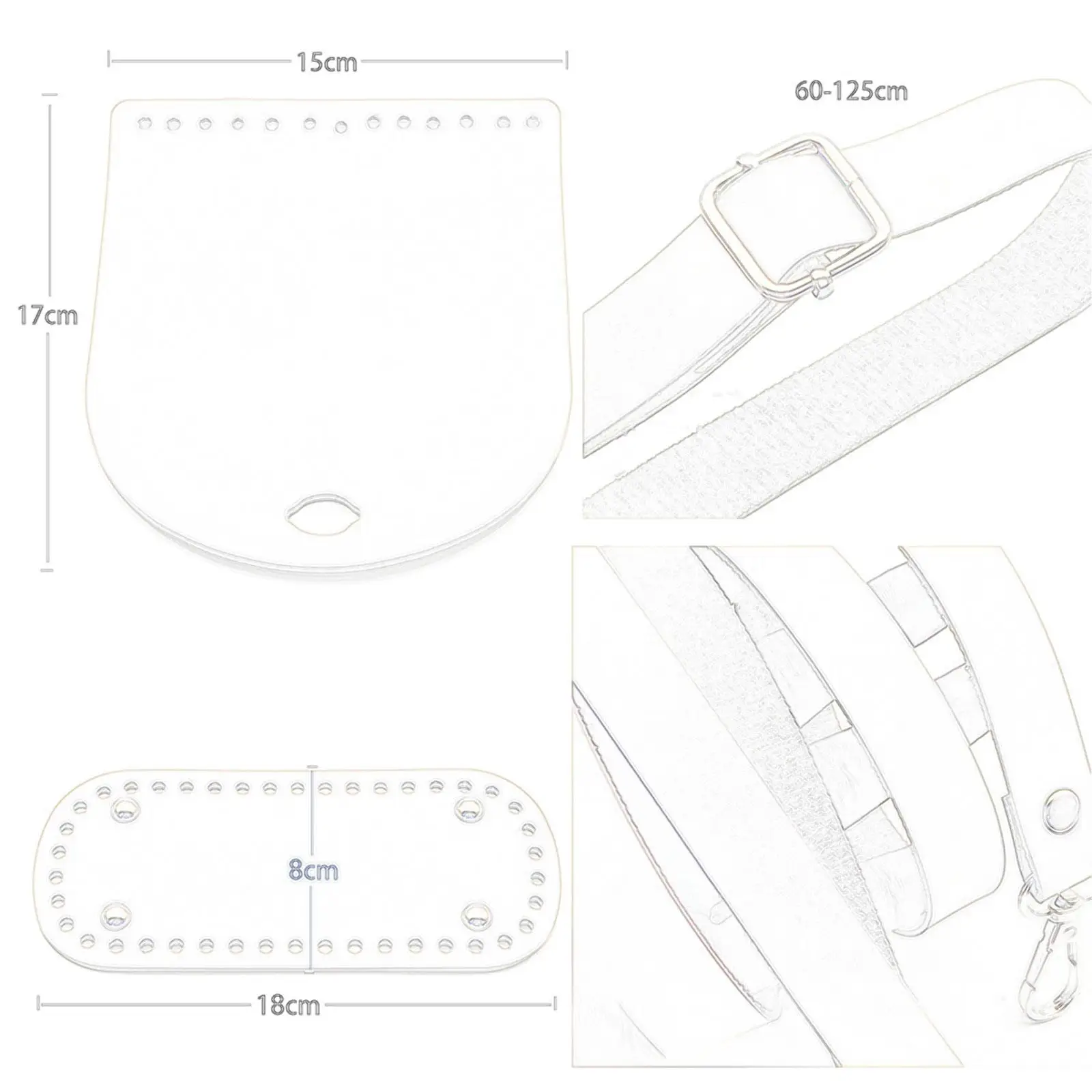 Borsa all'uncinetto Base inferiore tracolla regolabile in pelle PU tracolla fai da te Set per borsa a tracolla borsa a mano Tote fatta a mano