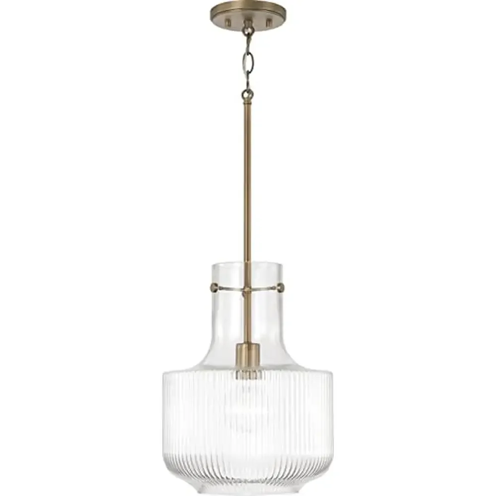 Nyla Transitional Clear Fluted Glass Vase Pendant Ceiling Light Fixture 1-Light 100W 15