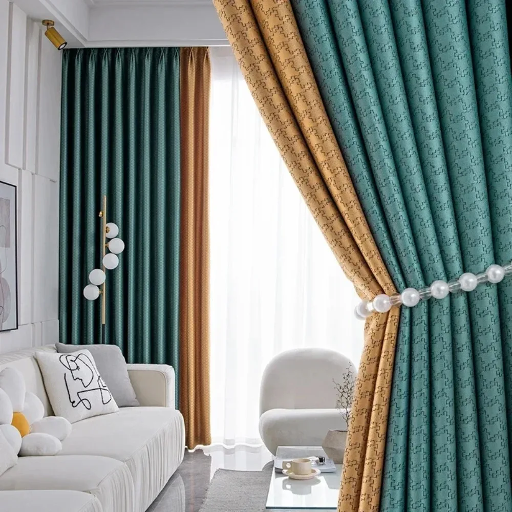 Curtains for Bedroom Living Dining Room New High Blackout Modern Sound Insulation Sunshade Windows High Shading Simple Stitching