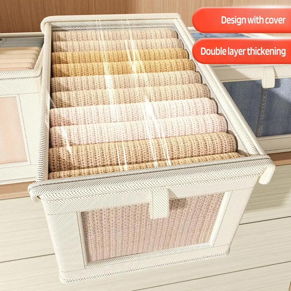 Large Storage Basket With Visible Window Foldable Clothes Quilt Blanket Storage Box Wardrobe Organizer Underwear Container Bag