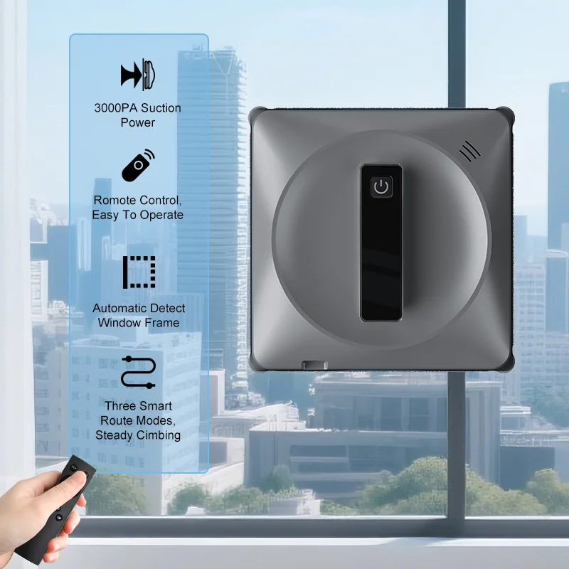 Robô aspirador de pó inteligente para limpeza de janelas, dispositivo elétrico para limpeza de vidro, uso doméstico, controle remoto