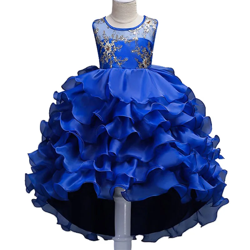 

Girl Trailing Tutu Flower Dress Children Formal Girl Princess Dresses Communion sleeveless Costume Kids Wedding party dress