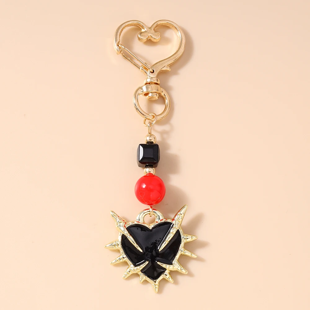 Aihua Gotischer Dornenherz-Schlüsselanhänger Steampunk Roter Herz-Schlüsselring für Damen Handtaschenanhänger DIY Schlüsselkette Ins Schmuck Geschenke – Detail 4