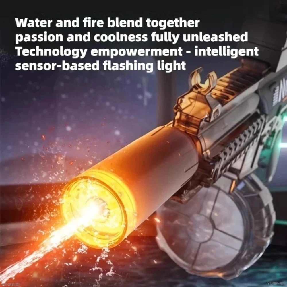 Flame Light M416 Electric Squirt Gun Fast Shooting Water Blaster with Flashing Lights Energy Saving Water Toy for Pool view 4