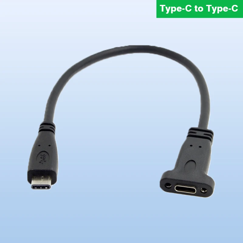 

USB 3.1 Type-C Male to Female Extension Data Cable USB-C with Panel Mount Screw Hole 20cm