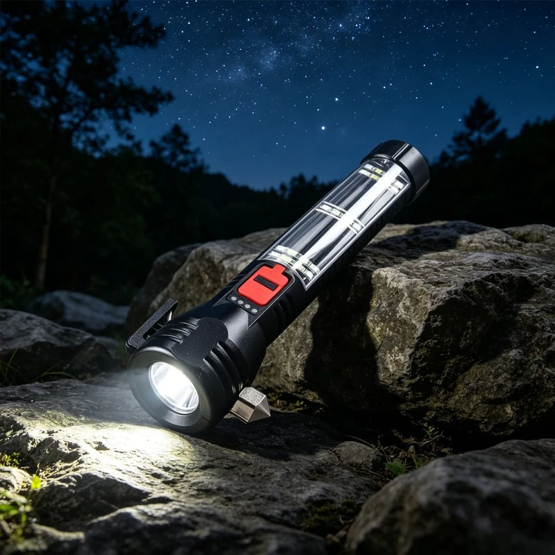 

Outdoor Emergency Light High Brightness Window-Breaking Safety Hammer Emergency Escape Multifunctional Car Flashlight LED Solar