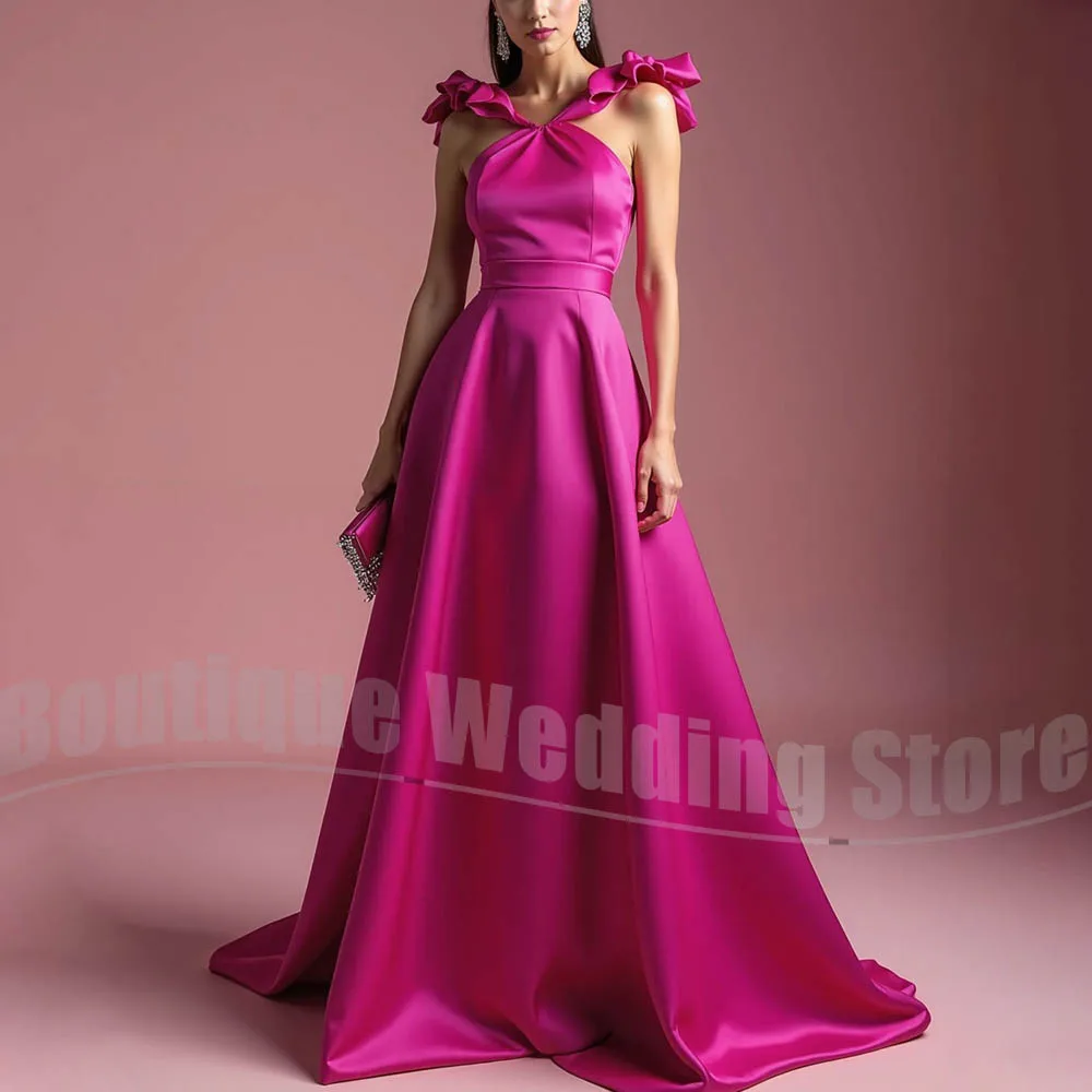 Abiti da ballo chic per donna Abiti da sera a trapezio a vita alta senza maniche con scollo all'americana Abiti da festa eleganti con volant fino al pavimento