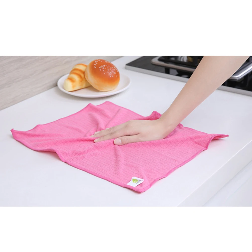 

4pcs Microfiber Cleaning Cloth Grids Kitchen Scouring Pad Drying Towels Assorted Colors High Absorbency Dish Washing Cloth