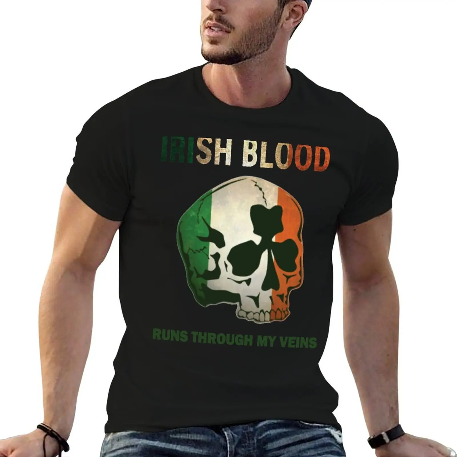 تي شيرت Blood Run through my Veins تي شيرت مضحك تي شيرت فكاهة داكنة تي شيرت للرجال