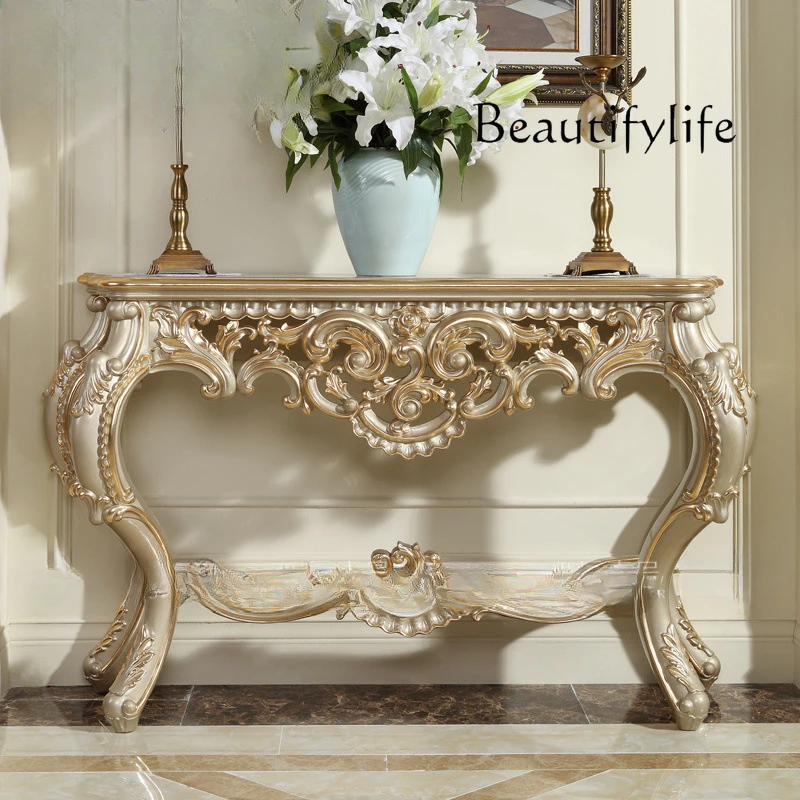 

European cream style solid wood porch table villa small apartment decorative rack