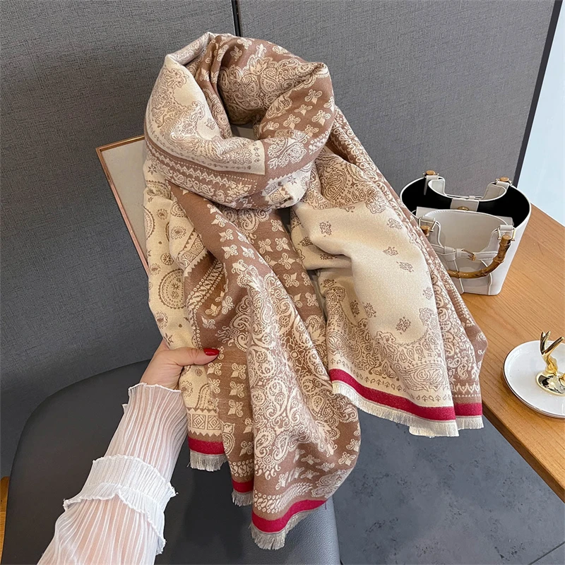 Bufanda de Otoño Invierno para mujer, chales Pashmina, manta de Cachemira cálida, estolas gruesas para mujer, Poncho Echarpe de Bufanda al aire libre
