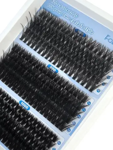 0.07mm DIY 5D Fluffy Lash Clusters 60D 80D 100D Thick Eyelash Clusters D Curl Wispy Individual Lashes 10-16mm Eyelash Extension