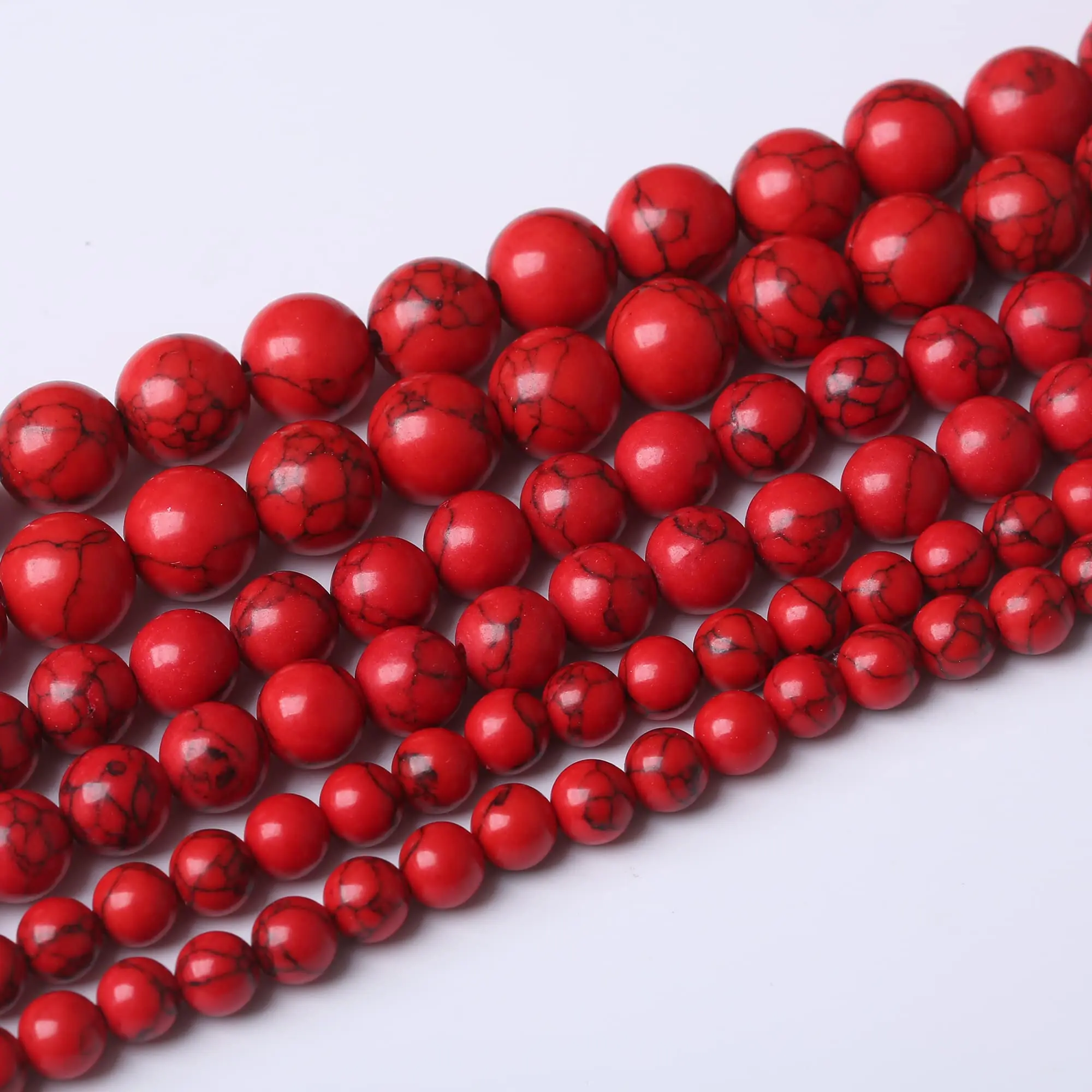 Natursteinperlen, 4–12 mm, rot-türkis, rund, lose Distanzperlen für Schmuckherstellung, DIY-Armbänder, Ohrringe, Zubehör