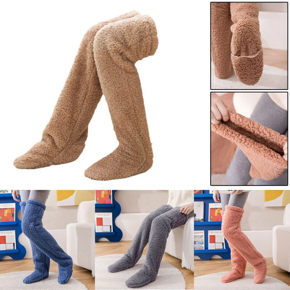 Snugglepaws Sock Slipper Snuggs Plush Cozy Fuzzy Socks Warm Soft Fluffy Thick Home Floor Stockings Knee Pads Warm High Stockings