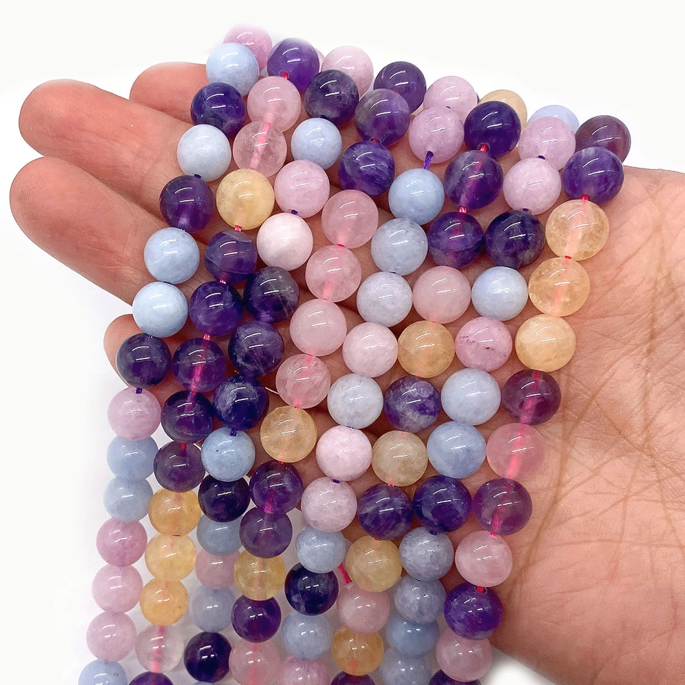 6-10MM Pick Size Natural Stone Lavender Round Spherical Polished Loose Beads for Jewelry Making DIY Necklace Bracelet Accessory image 5