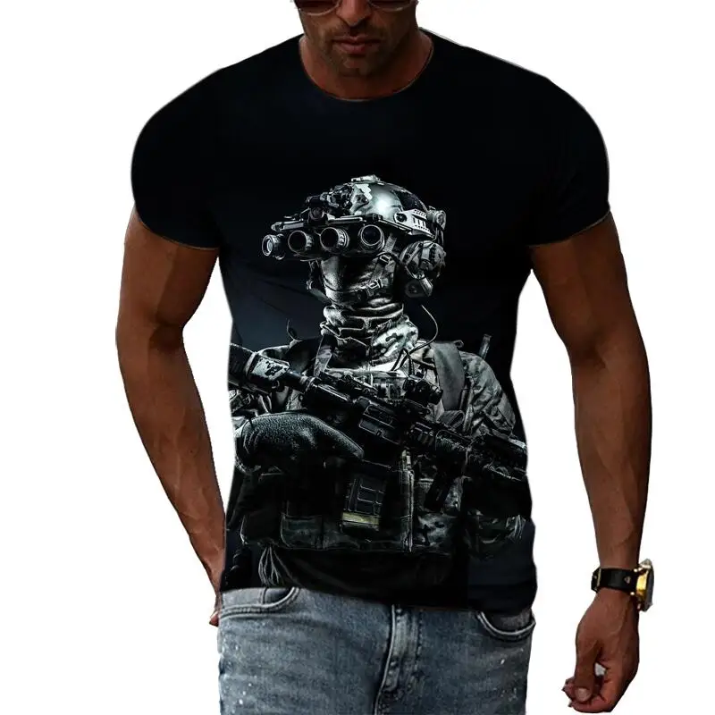 

Summer Fashion Special Forces gun t shirts For Men Casual 3D Print Tee Hip Hop Harajuku Personality Round Neck Short Sleeve Top