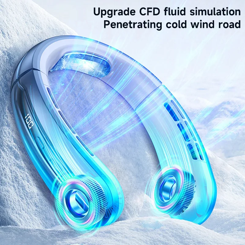 Xiaomi ترقية USB معلقة الرقبة مروحة المحمولة الخالية من الشفرة صغيرة قابلة للشحن كتم الصوت LED شاشة ديجيتال مراوح كهربائية مبرد الهواء جديد