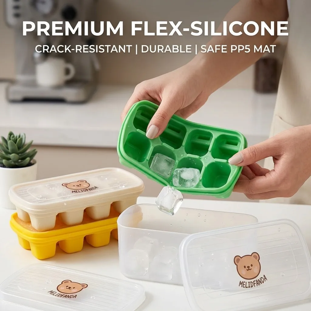8 Grids Square Ice Mold Reusable Ice Cube Tray With Lid&Box Summer Drink Whisky Ice Coolers Ice Cube Maker Kitchen Bar Tools ﻿ view 3