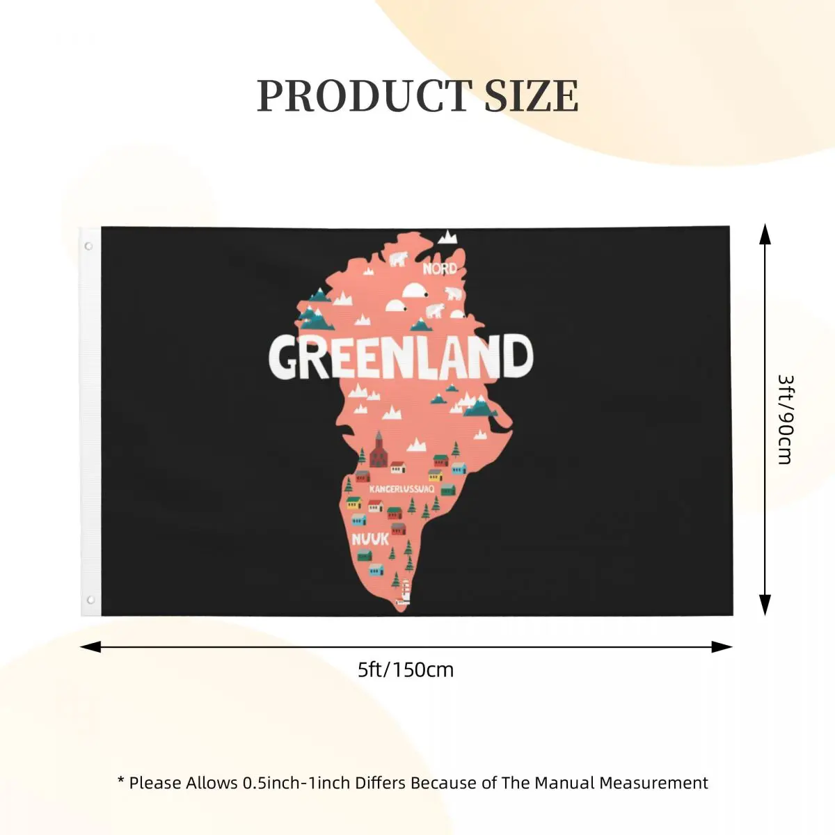 3x5 ft Not For Sale Greenland Flag For Festival Home Decoration Polyester Hanging Custom Flags Banner
