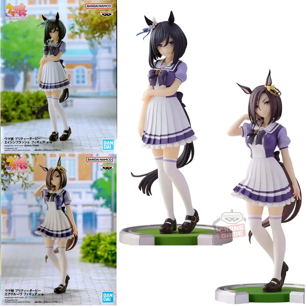 

В наличии Bandai Umamusume: Pretty Derby Eishin Flash Air Groove 17 см, оригинальная фигурка аниме, модель из ПВХ, орнамент, игрушки, подарки