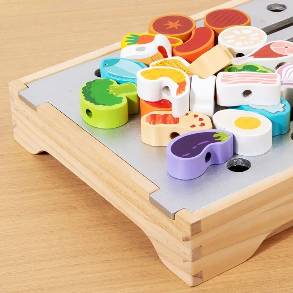 Jouets de cuisine en bois, Simulation de nourriture, ensemble de Barbecue, maison de jeu Miniature, Simulation de cuisine