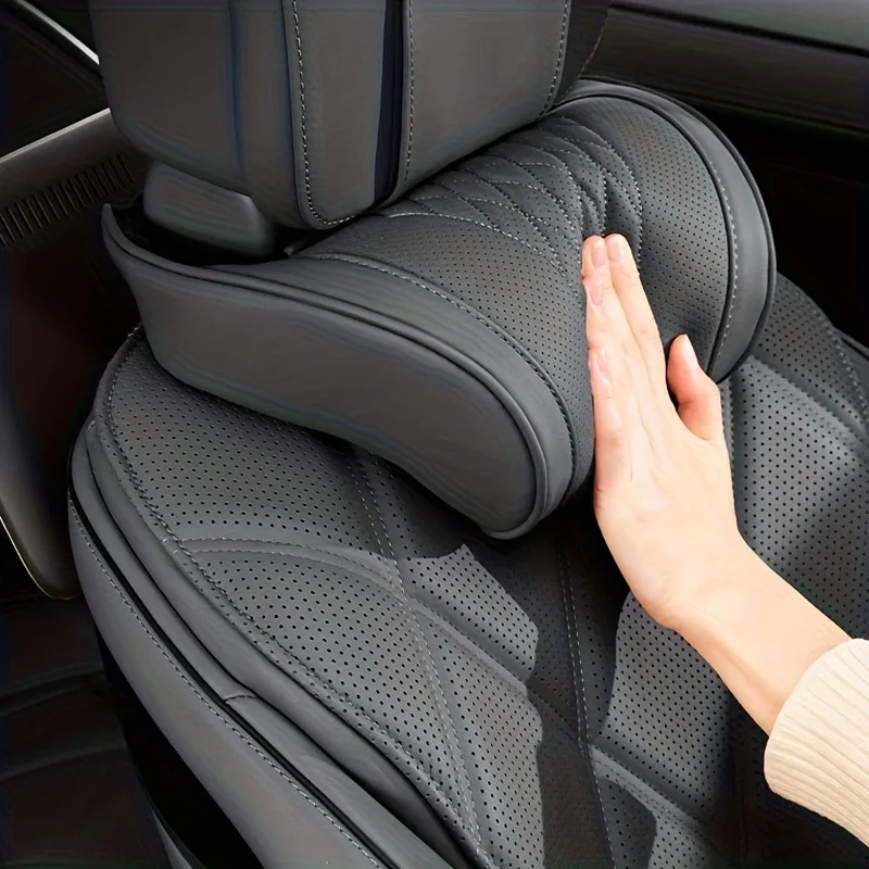 1 Stück Luxus-Auto-Nappa-Kopfstütze Nackenstützkissen Taillenkissen Komfortables Atmungsaktives Taillen- und Nackenstützkissen für Alle Jahreszeiten – Detail 1