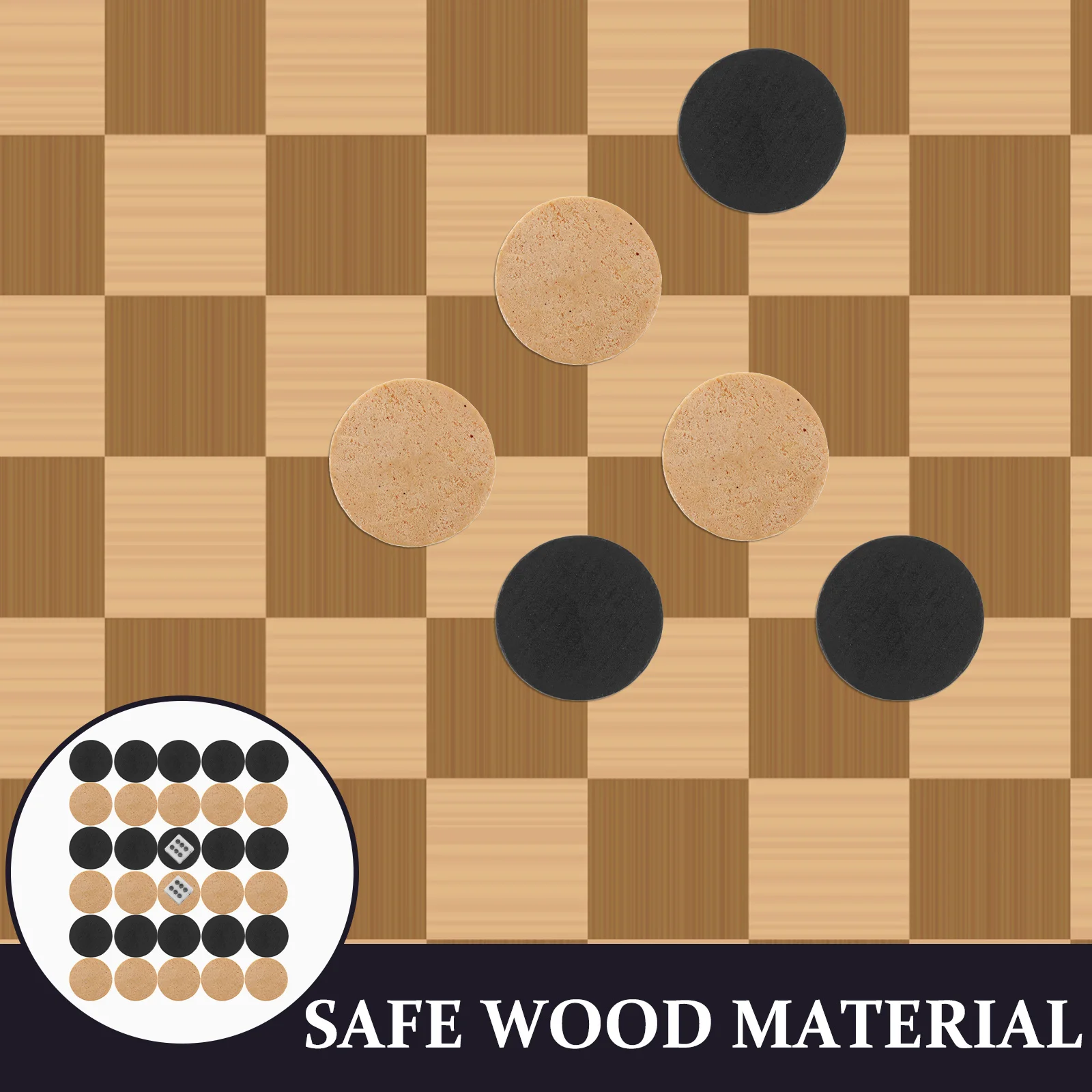

1 set 1 Set Chess Accessories Checker Board Game Pieces Portable Travel Wooden Smooth Surface Safe Material Gifts