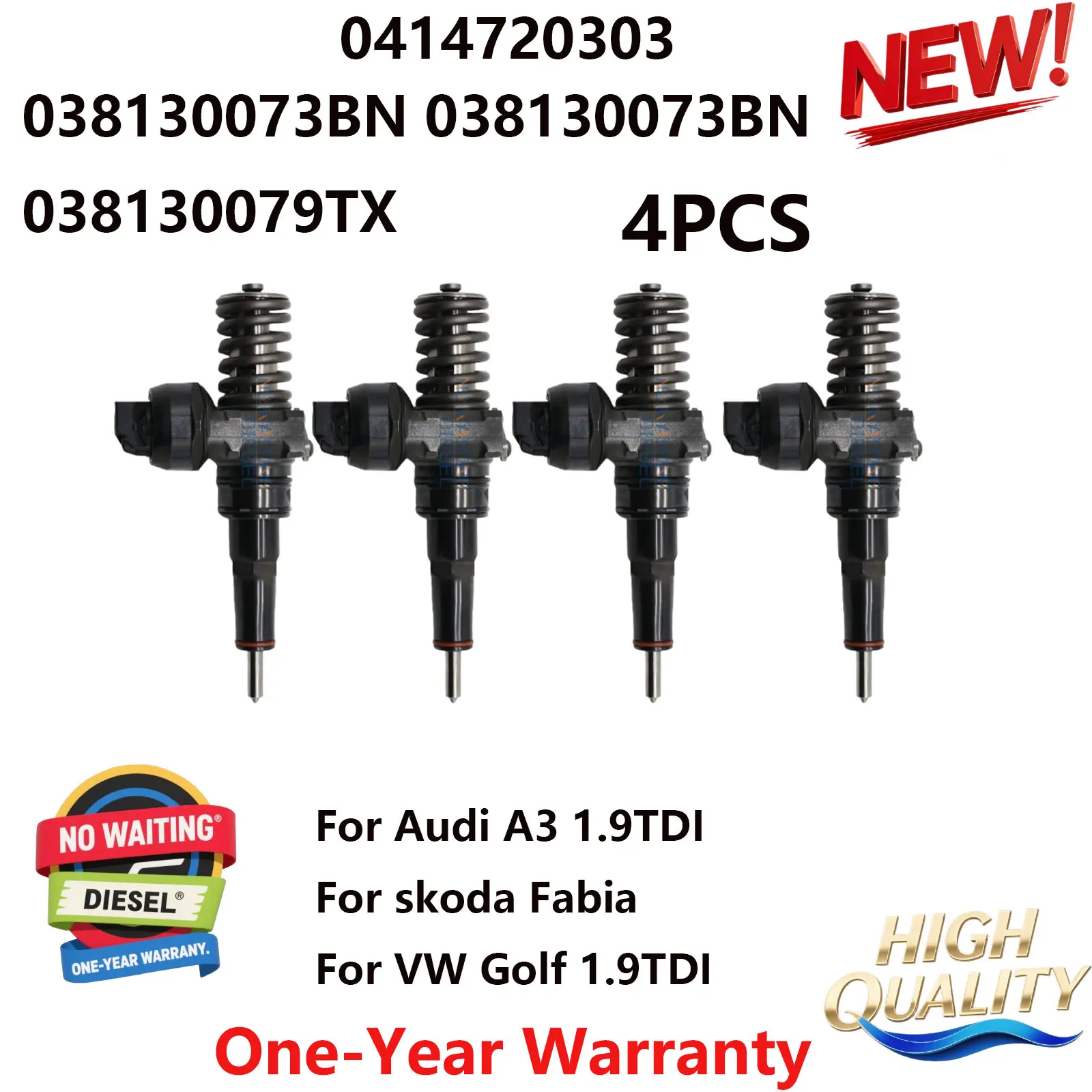 Image of 4 Stück 0414720303 Diesel-Einspritzdüse 038130073BN 038130073BN Einspritznummer 038130079TX für Audi A3
