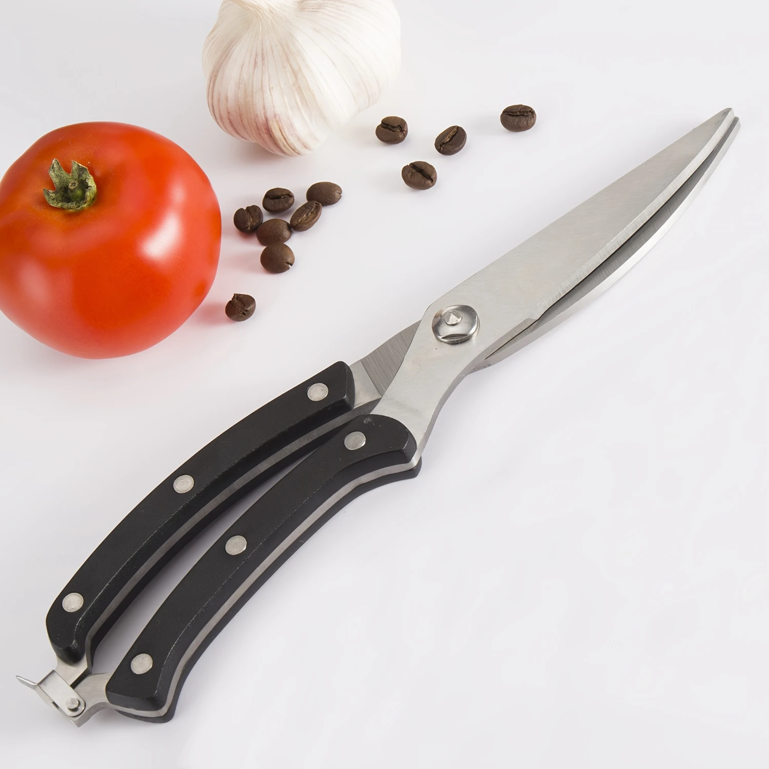 Stainless Steel Kitchen Shears - Multi-Purpose, Thickened Blade With Safety Lock For Chicken Bones & More - Right-Handed Grip Id