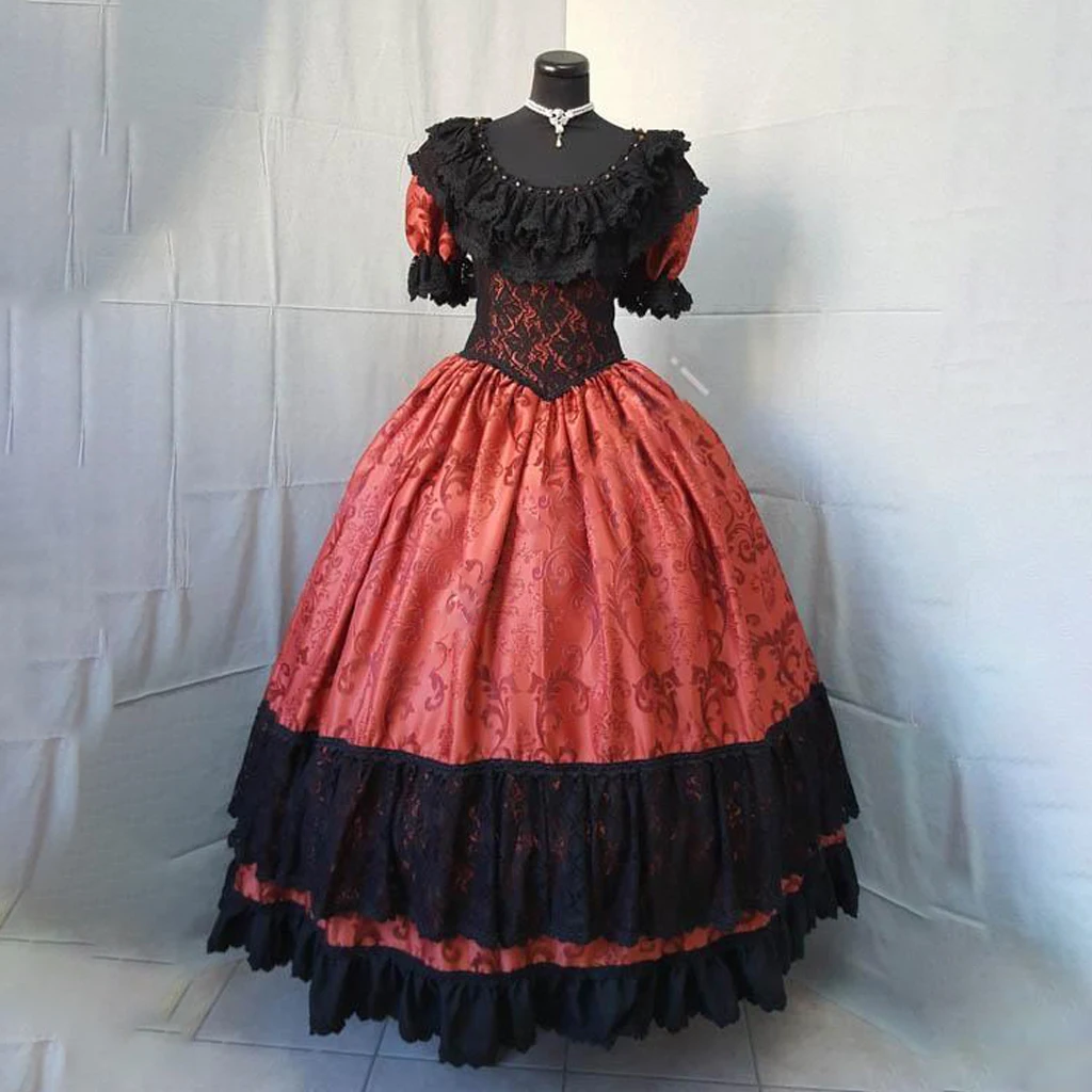 

New Fancy 1860s Inspired Victorian Civil War Gothic Lace Prom Dress Women Princess Sissi Evening Dress Gothic Vampire Ball Gown