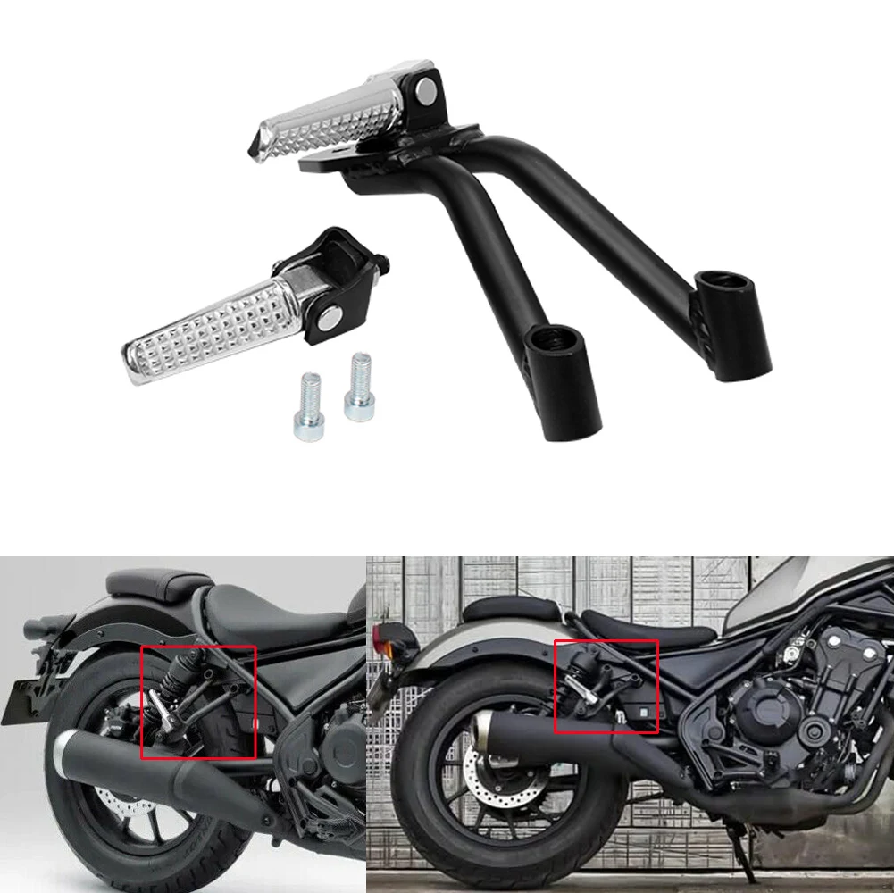 

Motorcycle Black Rear Passenger Foot Pegs Footrests Pedals For Honda Rebel 300 500 CMX 2017-2021