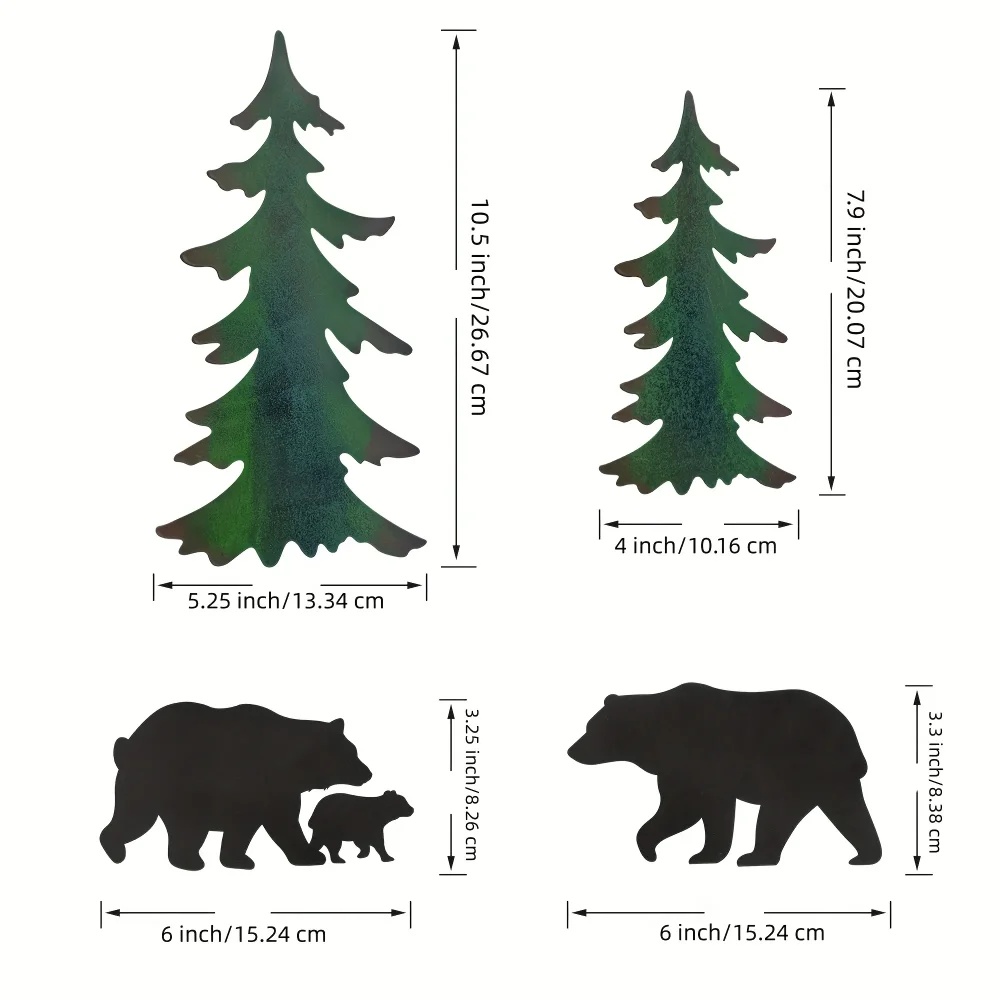 مجموعة منحوتات جدارية معدنية على شكل دب غابة ظلية ، ديكور حائط ظلي لعشاق الحيوانات الملتزمين ، 5 * لكل مجموعة #2