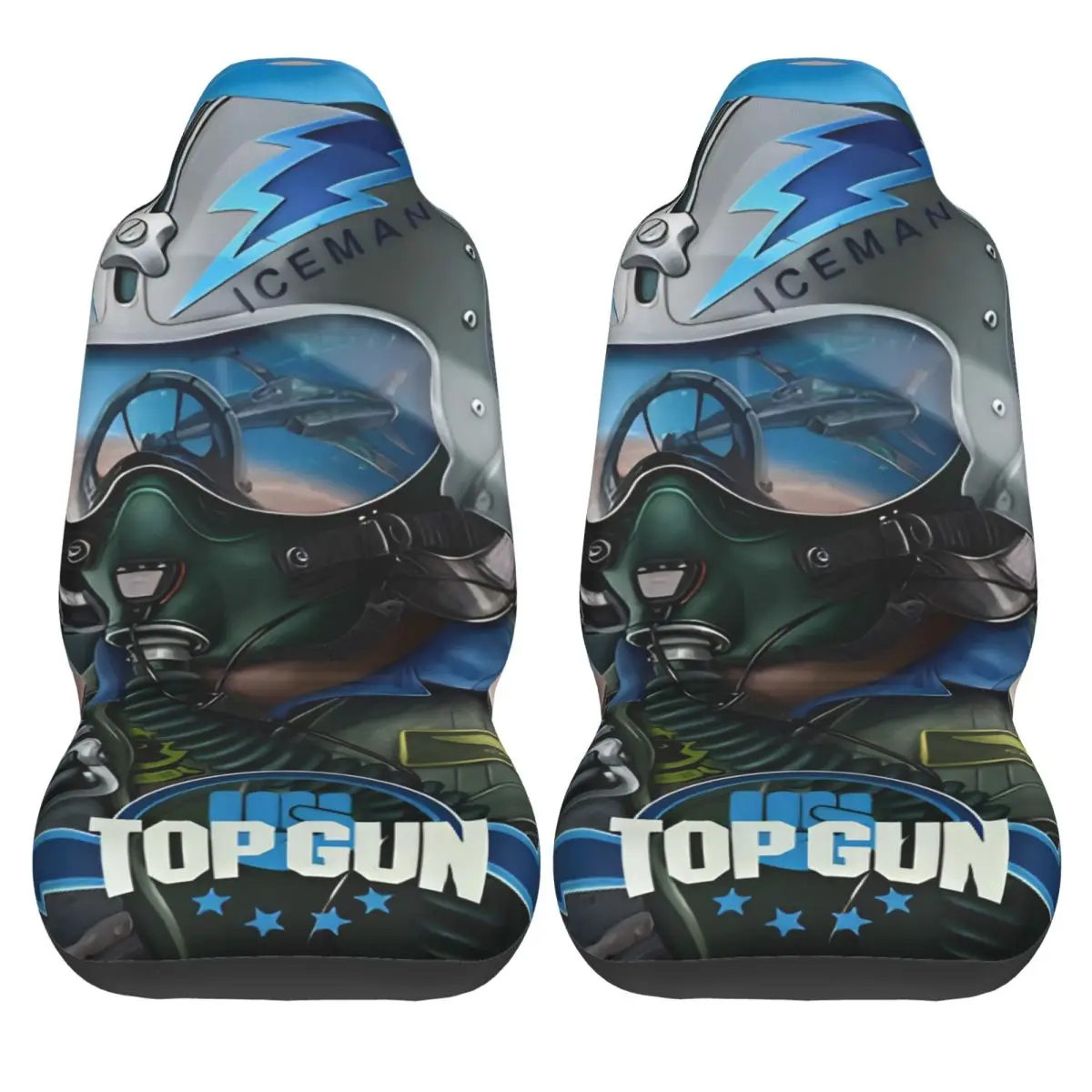 

Чехлы на сиденья автомобиля с изображением персонажей фильма «Топ Ган», пилота и ледяного генерала, милые, для интерьера авто, из мягкого полиэстера, 2 шт.