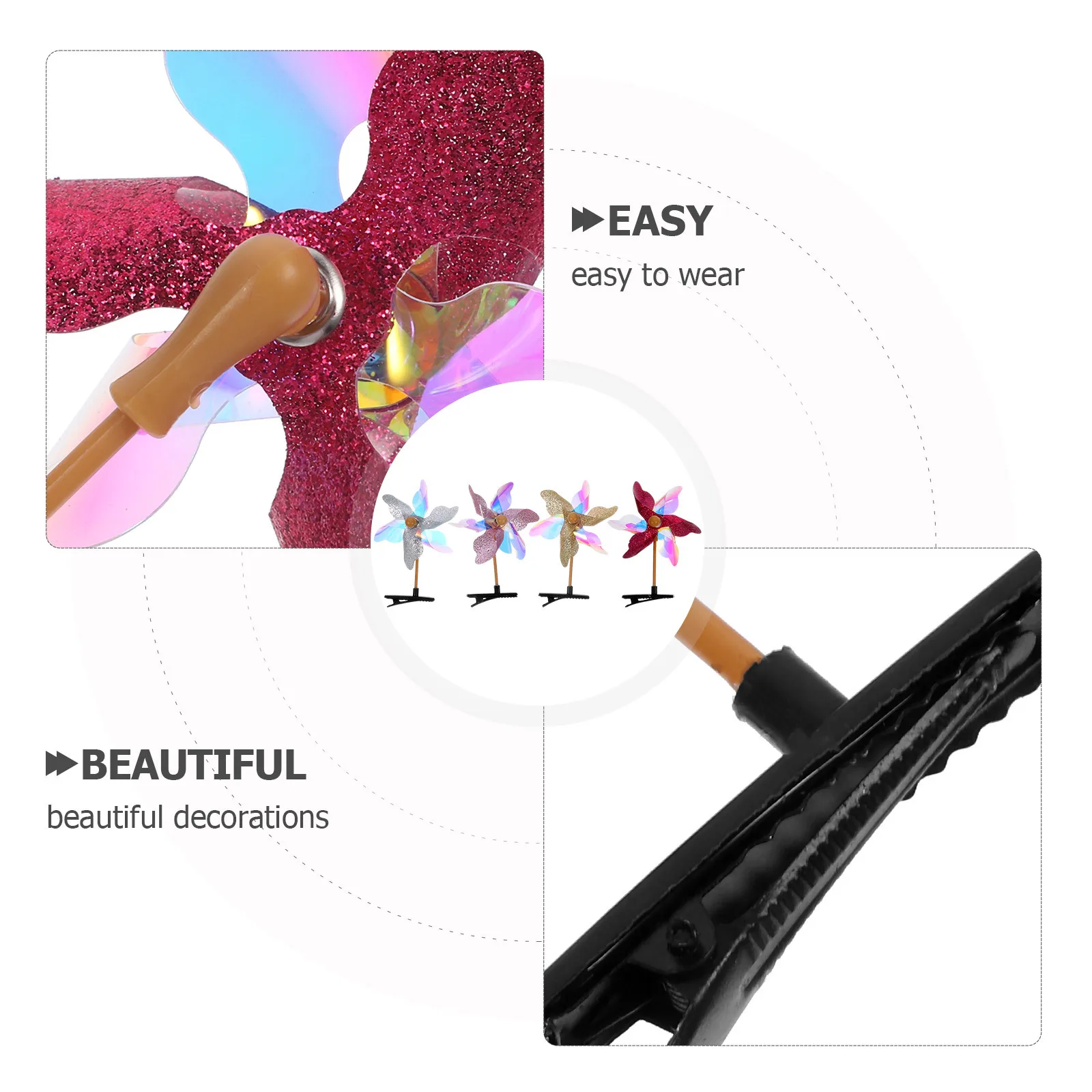 

24 шт., заколки для волос с ветряной мельницей, нежный цвет, модные аксессуары для вечеринок для девочек, заколка для волос с ветряной мельницей, детские аксессуары для девочек