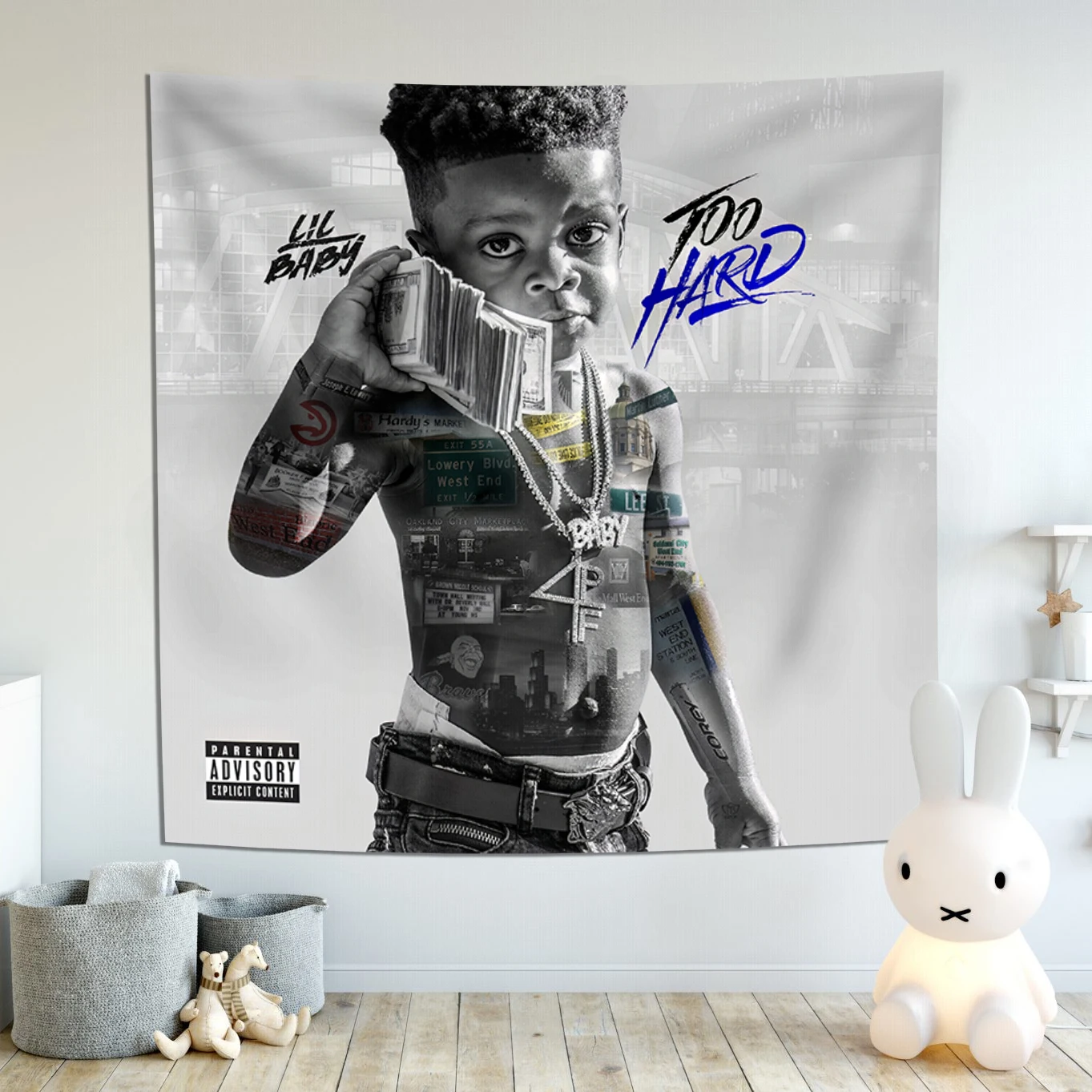 Music Album Star Lil Baby Rap Hip Hop Tapestry Bedroom Aesthetic Art Poster Wall Hanging For Dormitory Party Decor