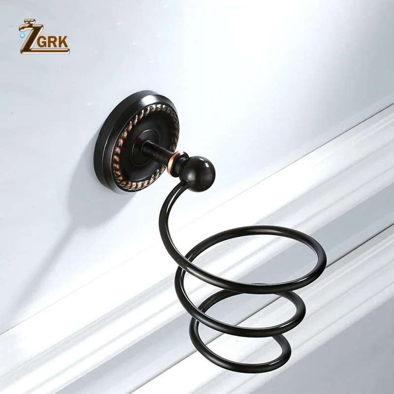 Zgrk-escova de banheiro estilo europeu, preto, bronze, espelho dobrável, luxo, residencial, redonda, anel de toalha, kit de hardware para banheiro